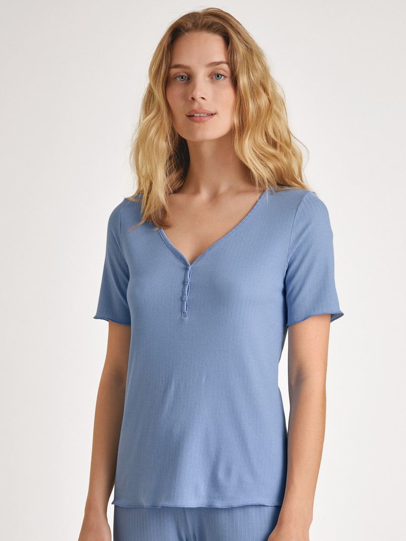 Vêtement De Nuit Calida Favourites Harmony Shirt Short Sleeve Bleu Femme | SKE-3749860