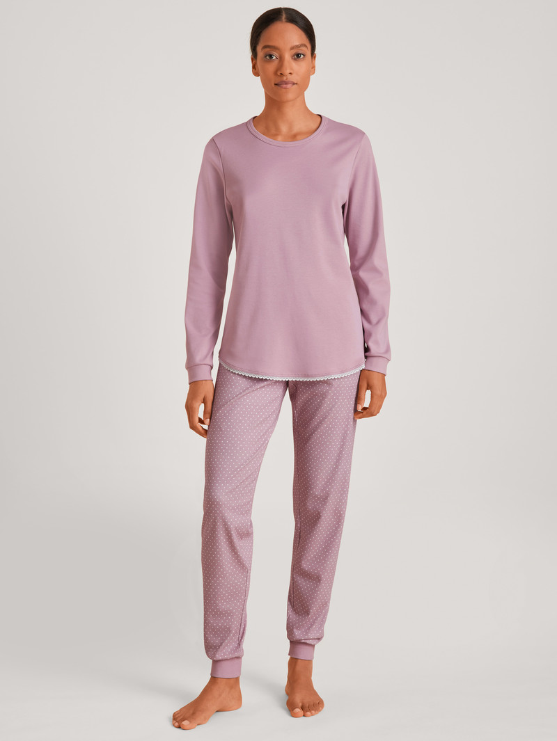 Vêtement De Nuit Calida Midnight Dreams Pyjama With Cuff Mauve Shadow Femme | VIN-2050758