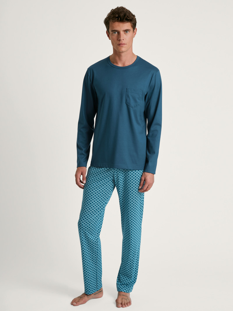 Vêtement De Nuit Calida Relax Imprint 3 Pyjama Bleu Homme | NVV-4936603