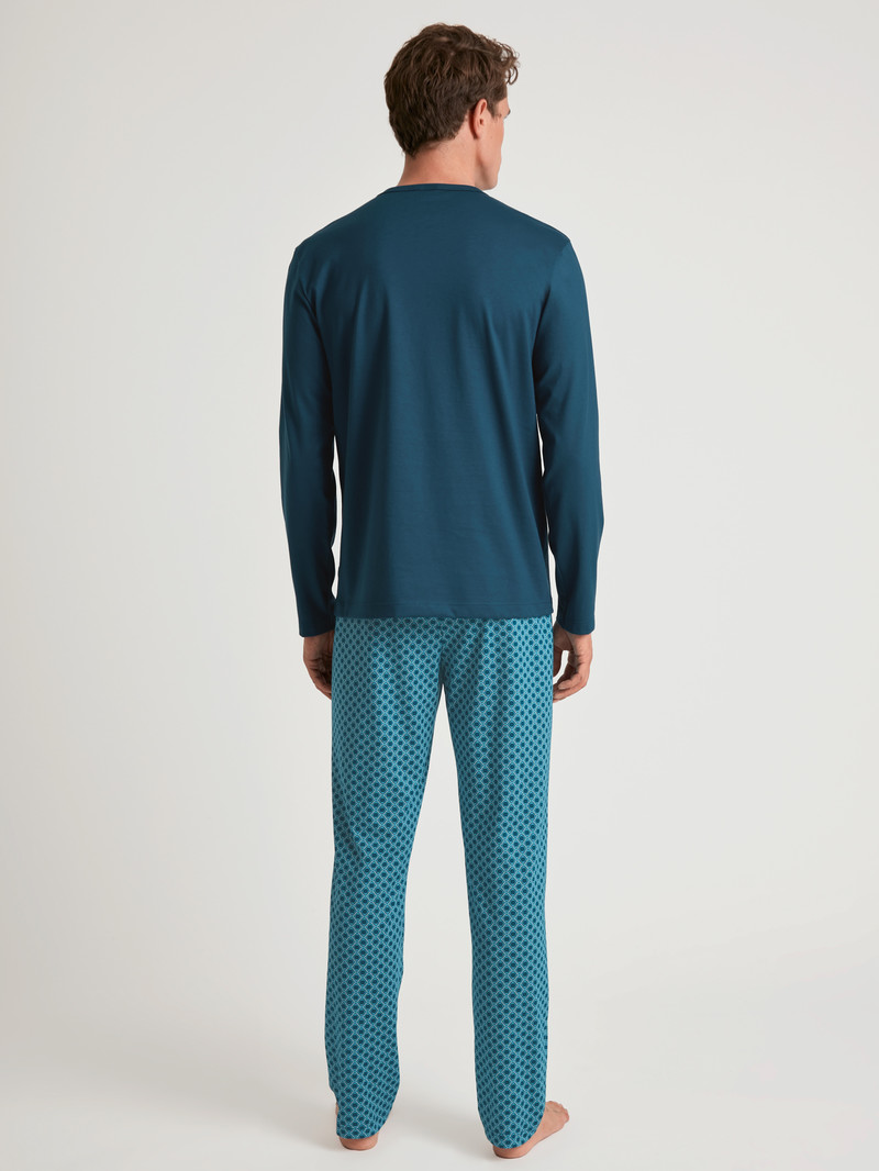 Vêtement De Nuit Calida Relax Imprint 3 Pyjama Bleu Homme | NVV-4936603