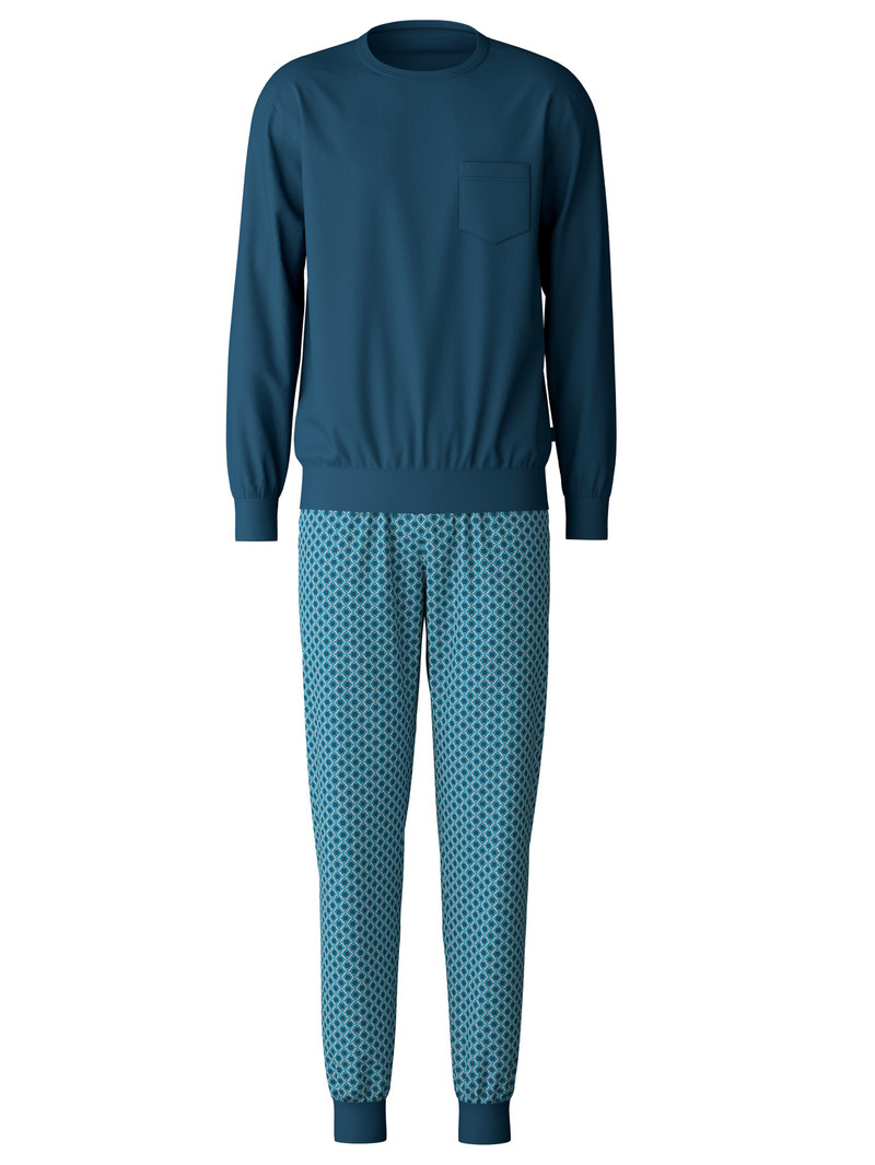 Vêtement De Nuit Calida Relax Imprint 3 Pyjama With Cuff Bleu Homme | HPJ-4113938