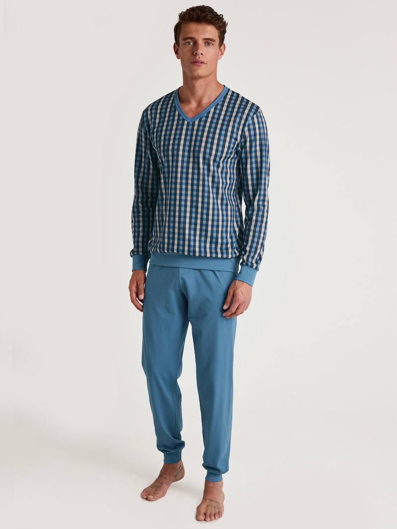 Vêtement De Nuit Calida Special Pyjama With Cuff Bleu Homme | PZN-6229354