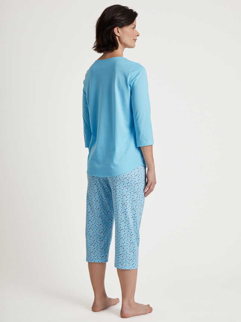 Vêtement De Nuit Calida Special 3/4 Pyjama Bleu Femme | FNC-5505664