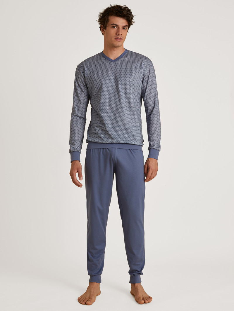 Vêtement De Nuit Calida Special Pyjama With Cuff Indigo Homme | ZHL-4198189