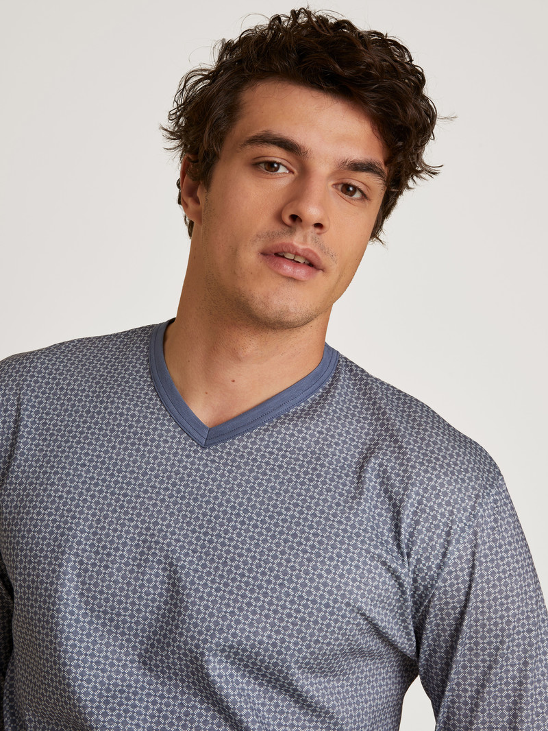 Vêtement De Nuit Calida Special Pyjama With Cuff Indigo Homme | ZHL-4198189