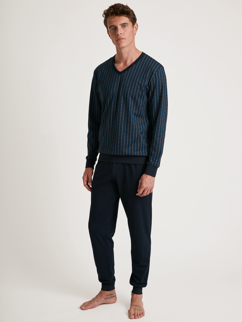 Vêtement De Nuit Calida Special Pyjama With Cuff Bleu Homme | OMY-1107518