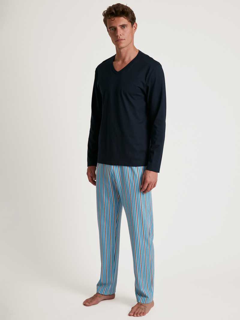 Vêtement De Nuit Calida Special Pyjama Bleu Homme | MAU-3037689