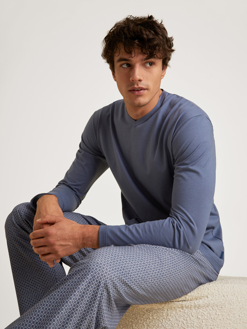 Vêtement De Nuit Calida Special Pyjama Indigo Homme | OTC-3146235