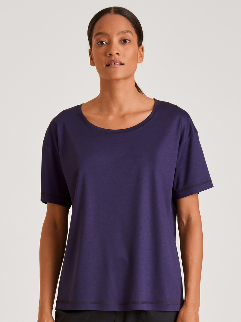 Vêtement De Nuit Calida 100% Nature Dreams Shirt Short Sleeve, Cradle To Cradle Certified Violette Femme | FIE-4214644