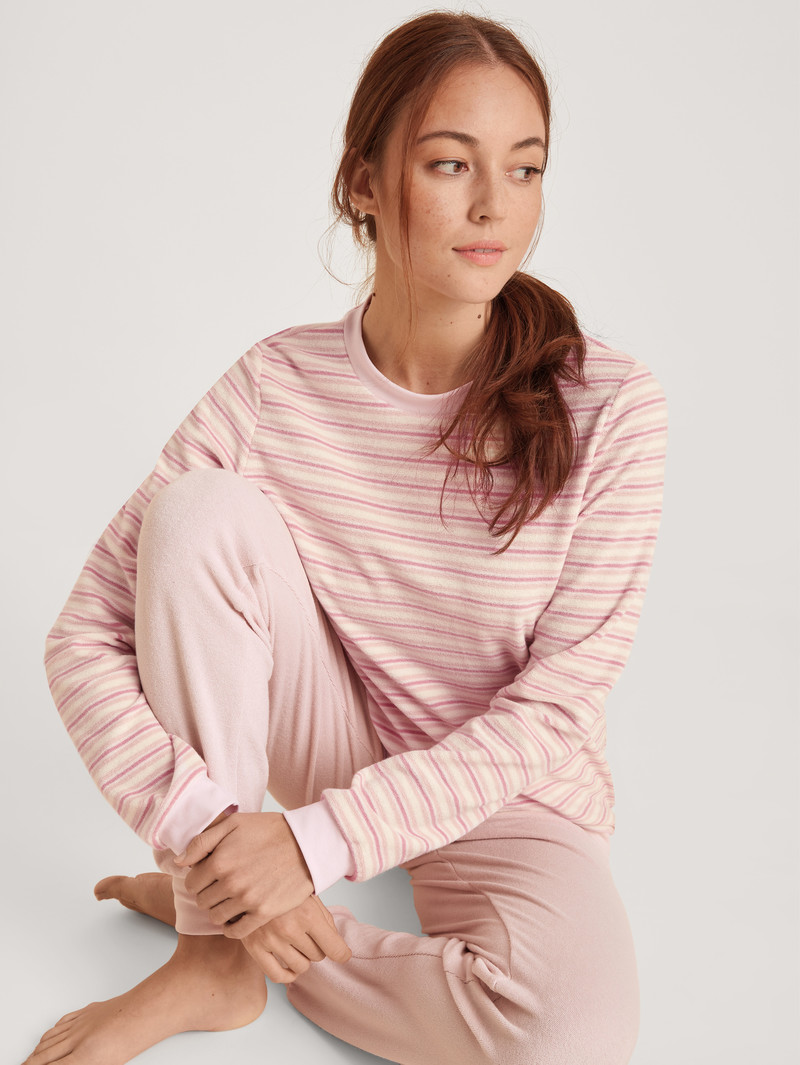 Vêtement De Nuit Calida Soft Dreams Terry Pyjama With Cuff Rose Femme | OUE-9830275