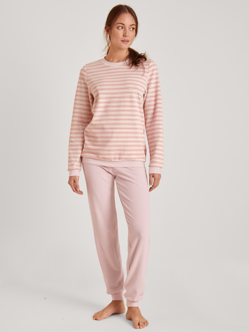 Vêtement De Nuit Calida Soft Dreams Terry Pyjama With Cuff Rose Femme | OUE-9830275