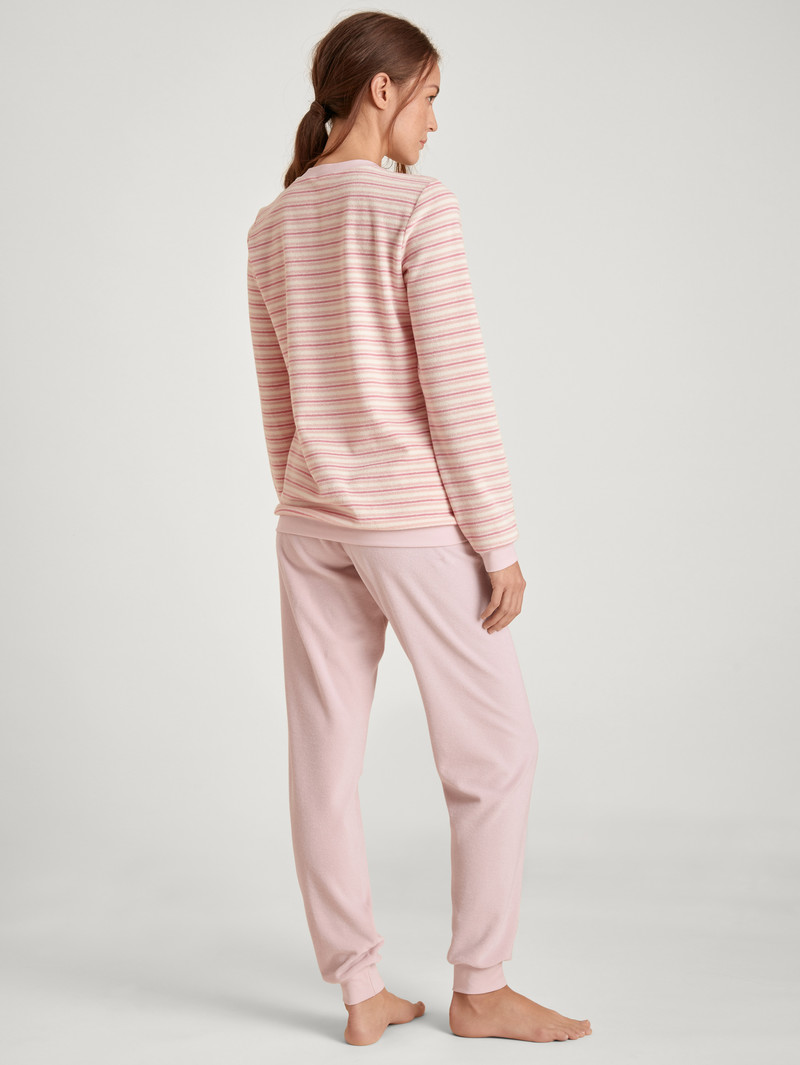 Vêtement De Nuit Calida Soft Dreams Terry Pyjama With Cuff Rose Femme | OUE-9830275