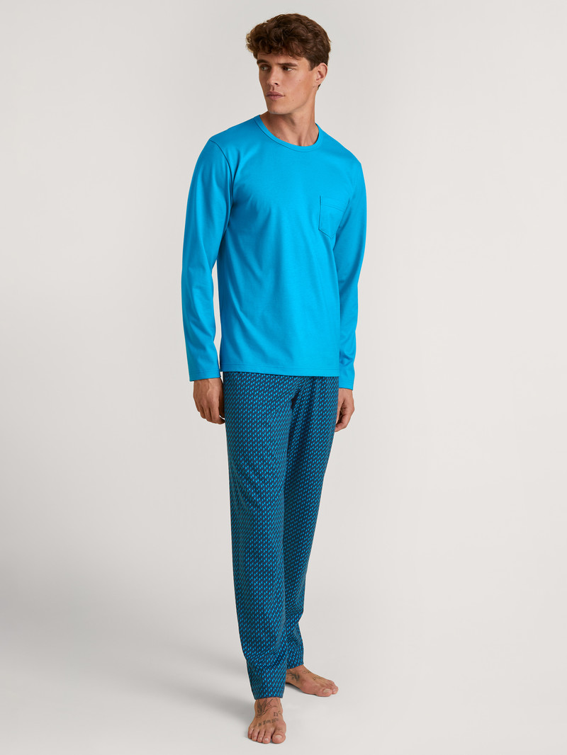 Vêtement De Nuit Calida Relax Imprint 1 Pyjama Bleu Homme | VRH-4018842