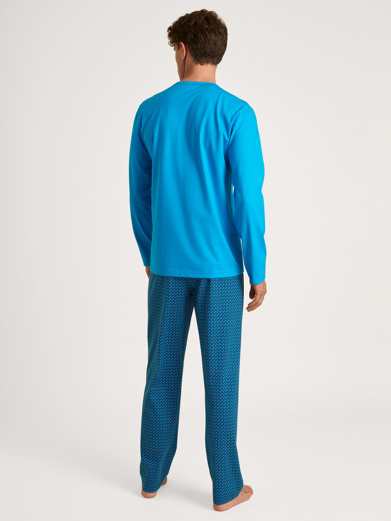 Vêtement De Nuit Calida Relax Imprint 1 Pyjama Bleu Homme | VRH-4018842