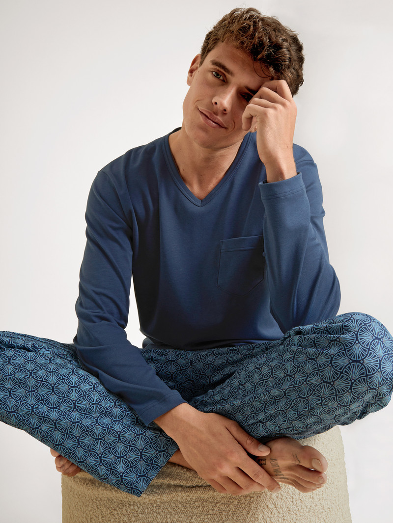 Vêtement De Nuit Calida Relax Streamline 2 Pyjama Bleu Homme | BSA-2121901