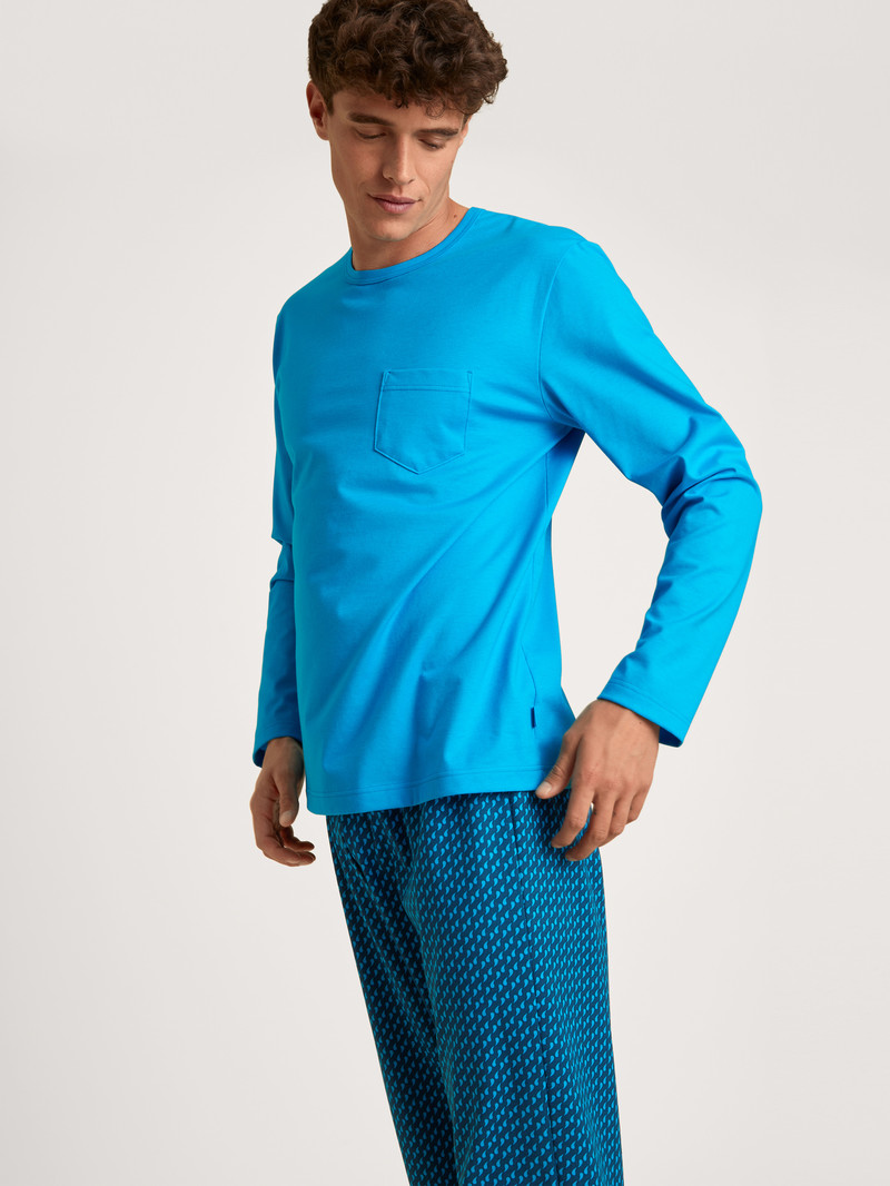 Vêtement De Nuit Calida Relax Imprint 1 Pyjama Bleu Homme | VRH-4018842