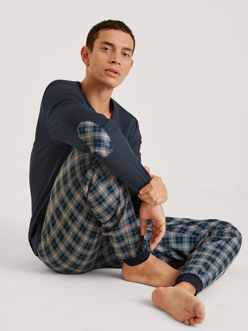 Vêtement De Nuit Calida Relax Comfy 4 Pyjama With Cuff Noir Homme | IXO-8033619