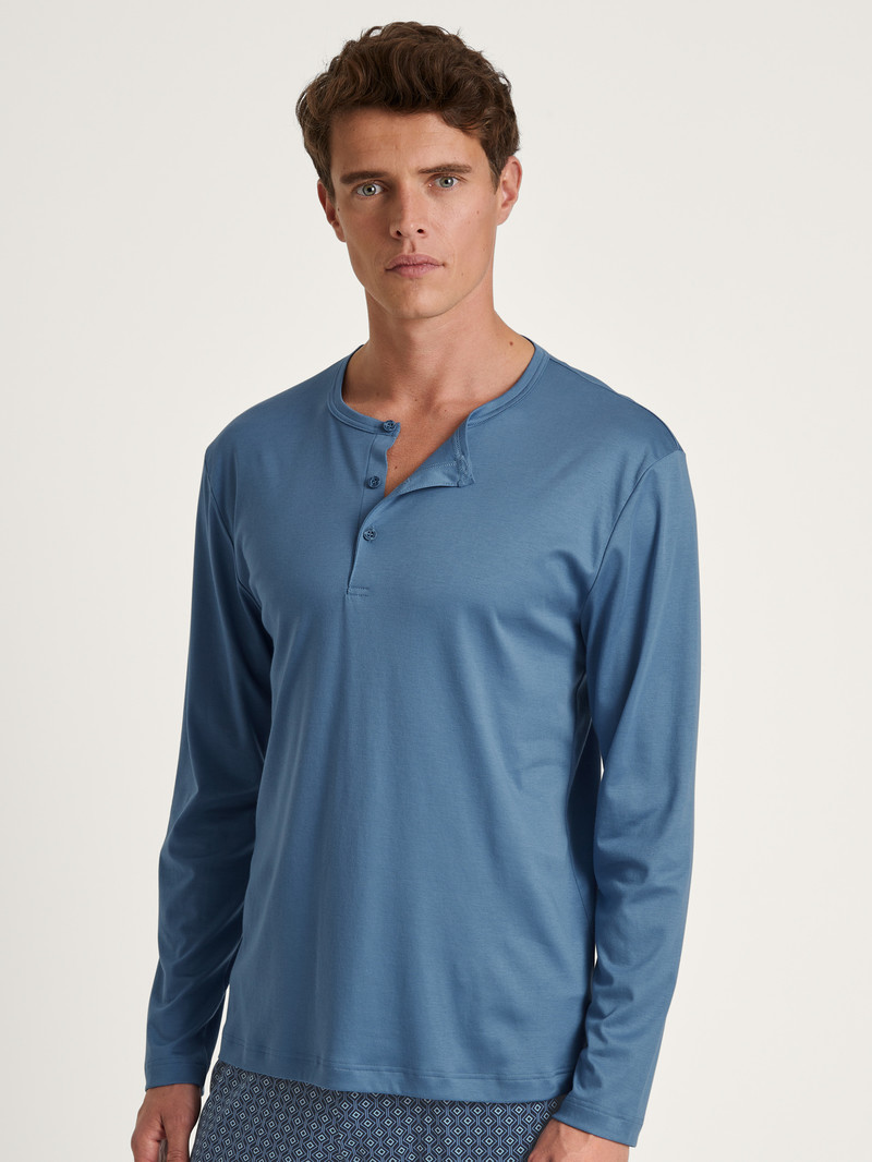 Vêtement De Nuit Calida Rmx Sleep Free Shirt Long Sleeve Bleu Homme | GVS-9850461