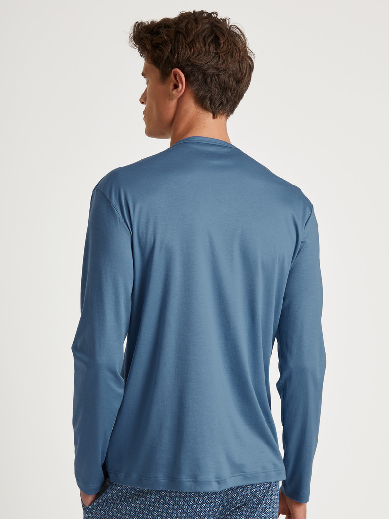 Vêtement De Nuit Calida Rmx Sleep Free Shirt Long Sleeve Bleu Homme | GVS-9850461