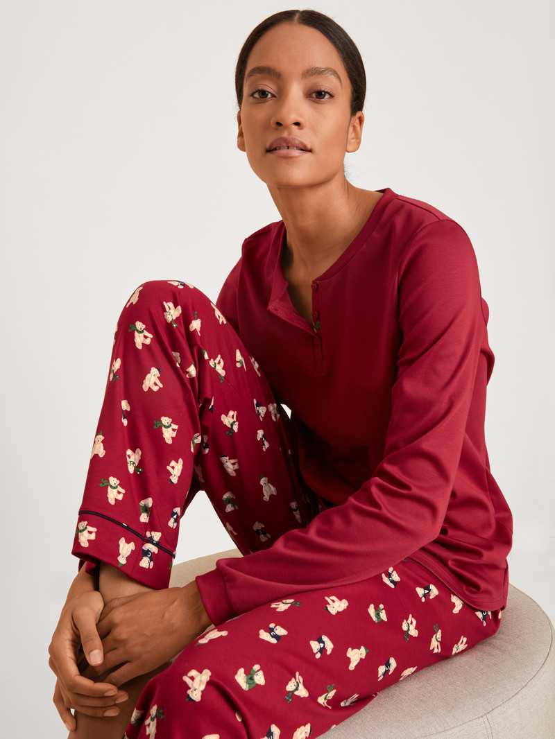 Vêtement De Nuit Calida Family & Friends Pyjama Rouge Femme | EMH-5191125