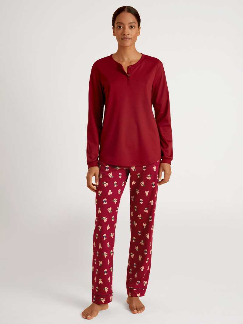 Vêtement De Nuit Calida Family & Friends Pyjama Rouge Femme | EMH-5191125