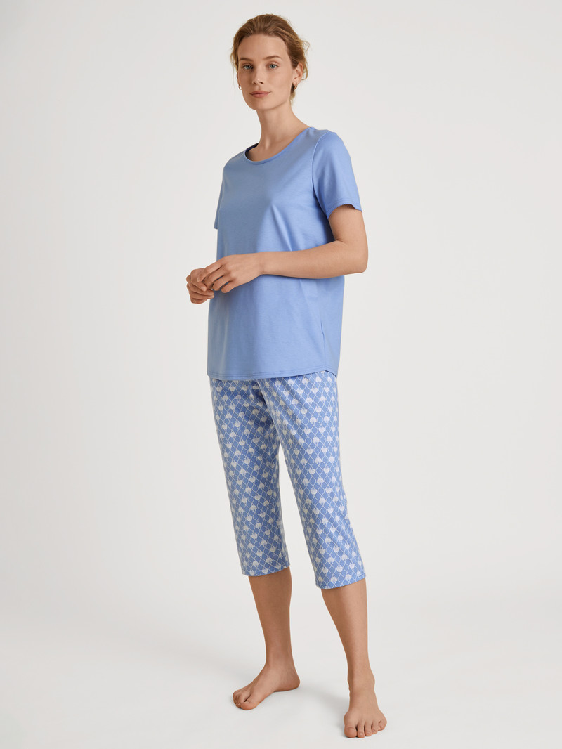 Vêtement De Nuit Calida Shell Nights 3/4 Pyjamas Bleu Femme | JSC-7381612