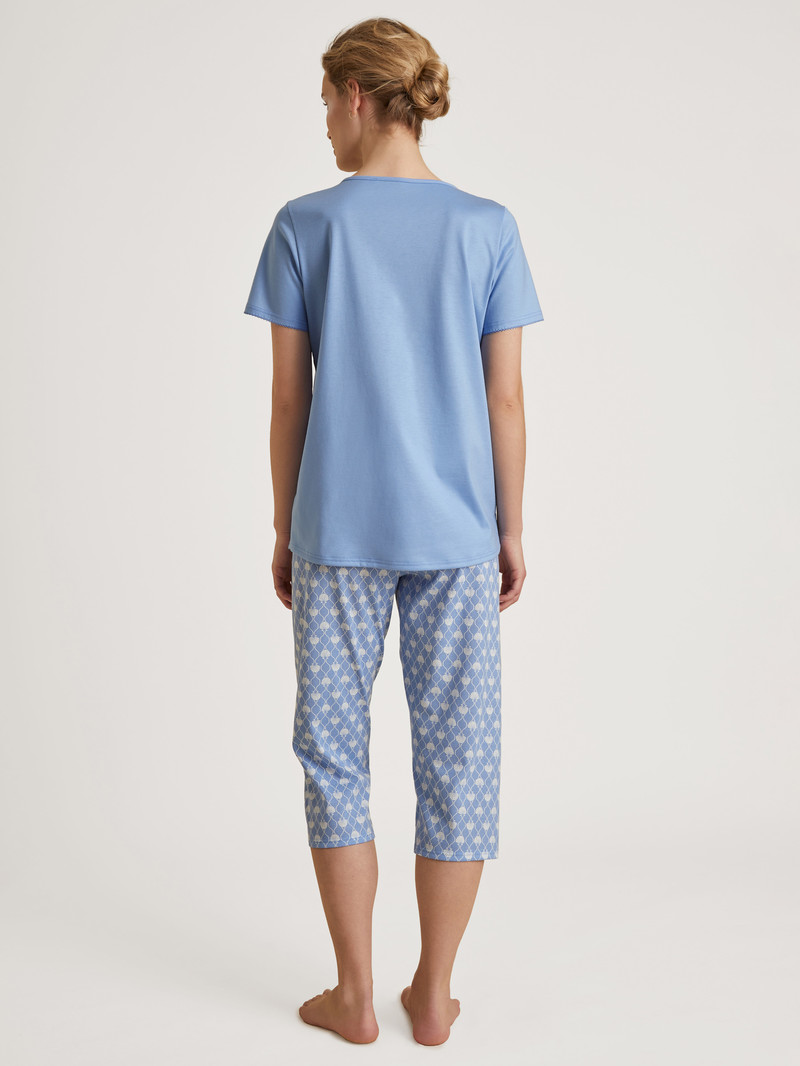 Vêtement De Nuit Calida Shell Nights 3/4 Pyjamas Bleu Femme | JSC-7381612