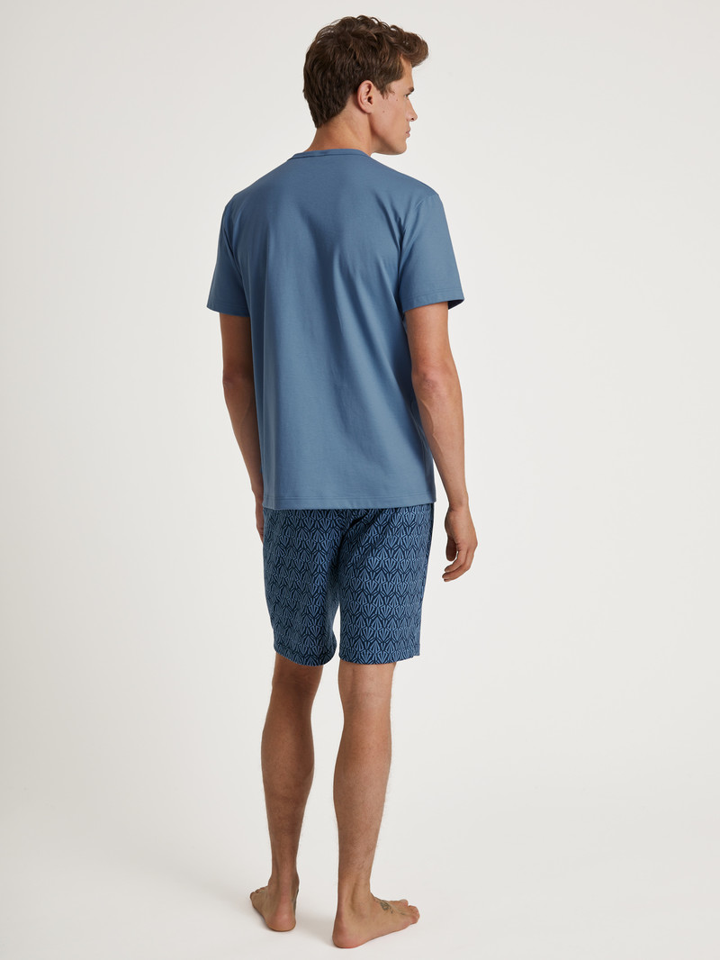 Vêtement De Nuit Calida Relax Imprint 2 Short Pyjama Bleu Homme | ZSZ-5211974