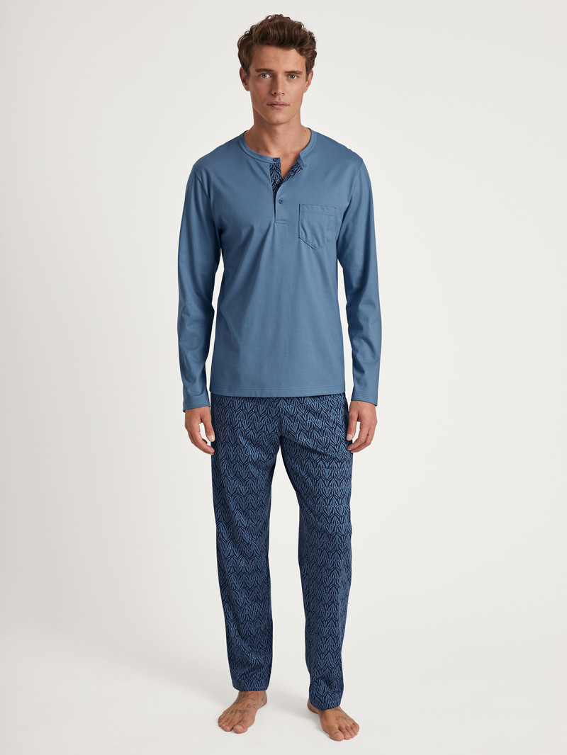 Vêtement De Nuit Calida Relax Imprint 2 Pyjama Bleu Homme | EON-9423622