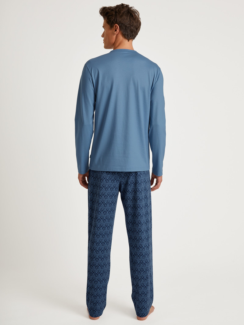 Vêtement De Nuit Calida Relax Imprint 2 Pyjama Bleu Homme | EON-9423622