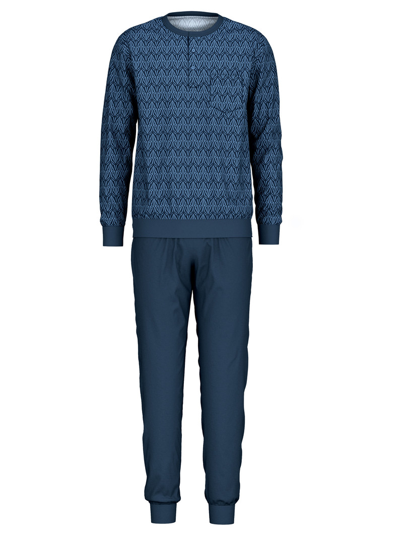 Vêtement De Nuit Calida Relax Imprint 2 Pyjama With Cuff Bleu Homme | NFL-8978522