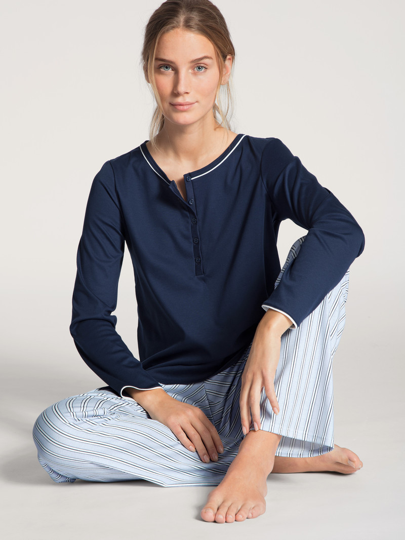 Vêtement De Nuit Calida Sweet Dreams Pyjama Bleu Femme | VRY-7866674