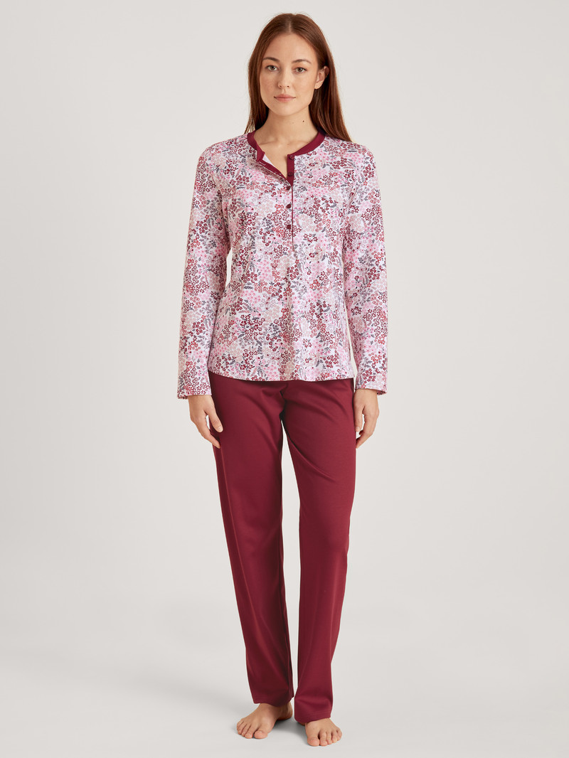 Vêtement De Nuit Calida Midnight Flowers Pyjama Rouge Femme | PWD-4988376