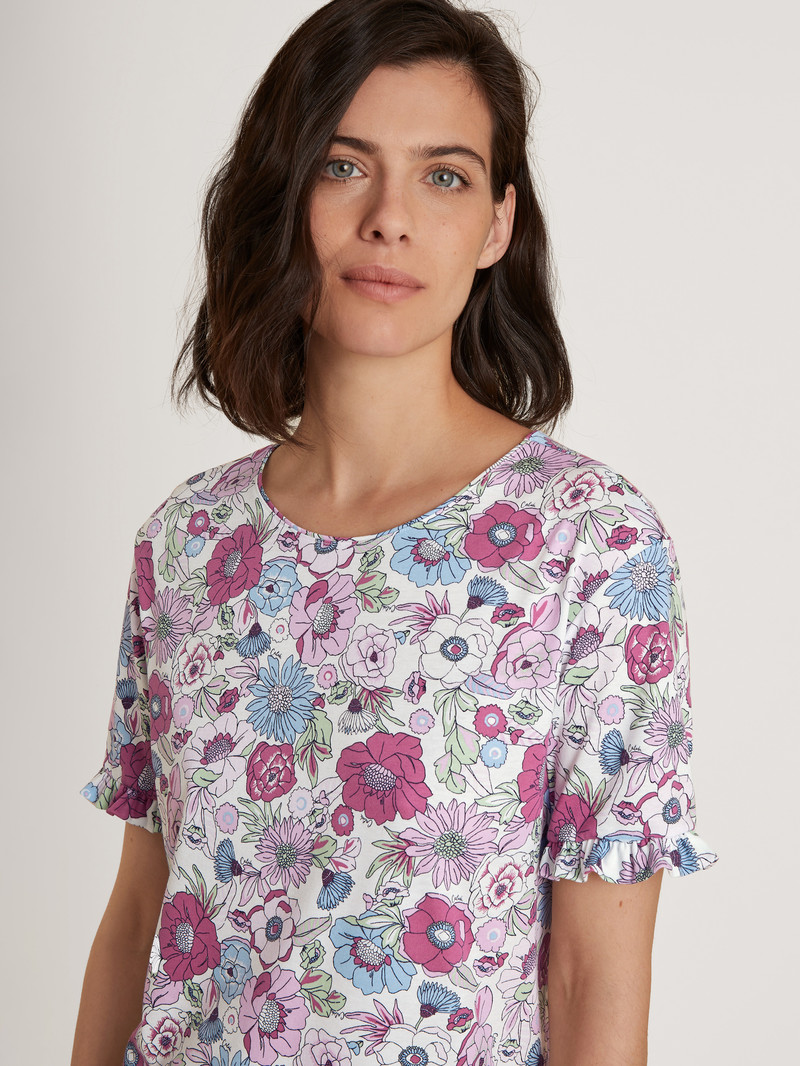 Vêtement De Nuit Calida Spring Flower Dreams Sleepshirt, Length 95cm Rouge Femme | YIC-0435557