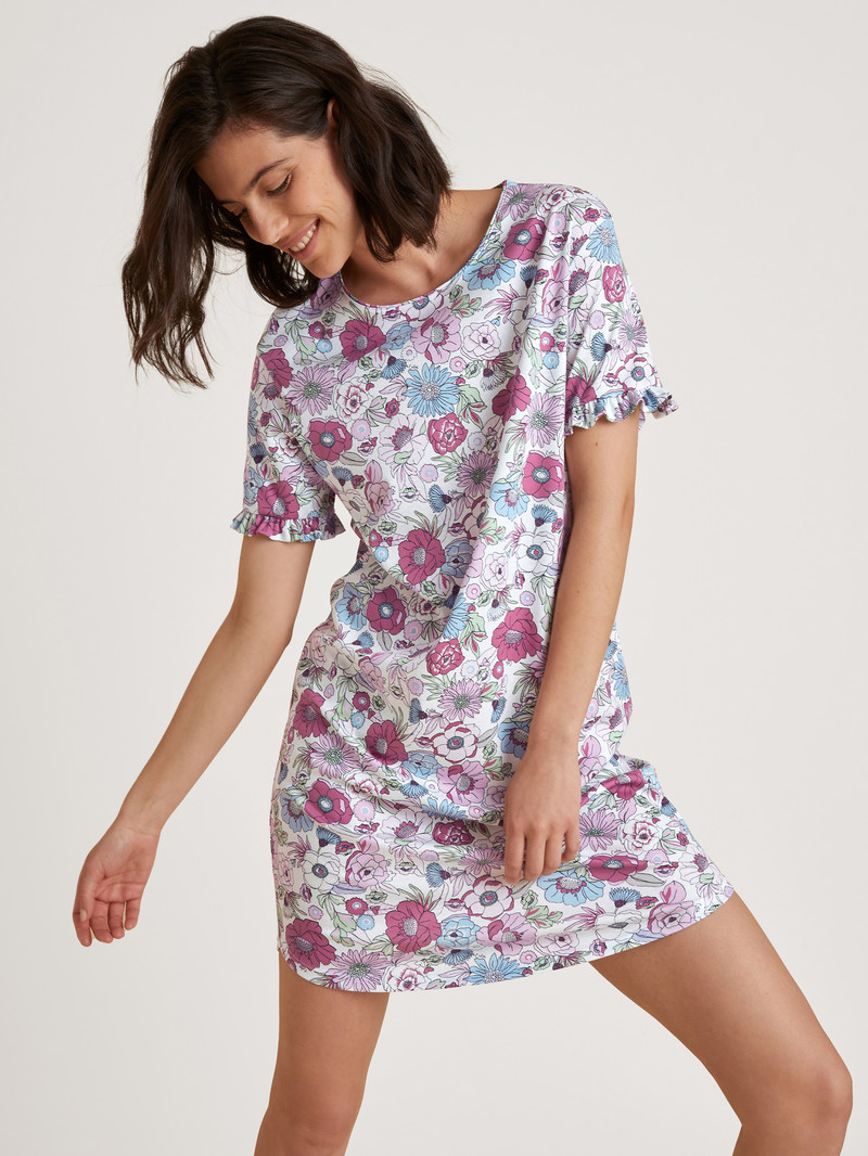 Vêtement De Nuit Calida Spring Flower Dreams Sleepshirt, Length 95cm Rouge Femme | YIC-0435557