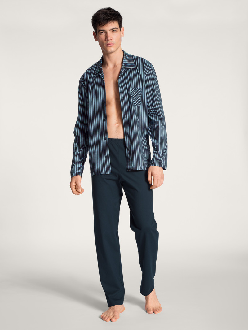 Vêtement De Nuit Calida Relax Imprint Pyjama Buttoned Noir Homme | JRJ-4279435