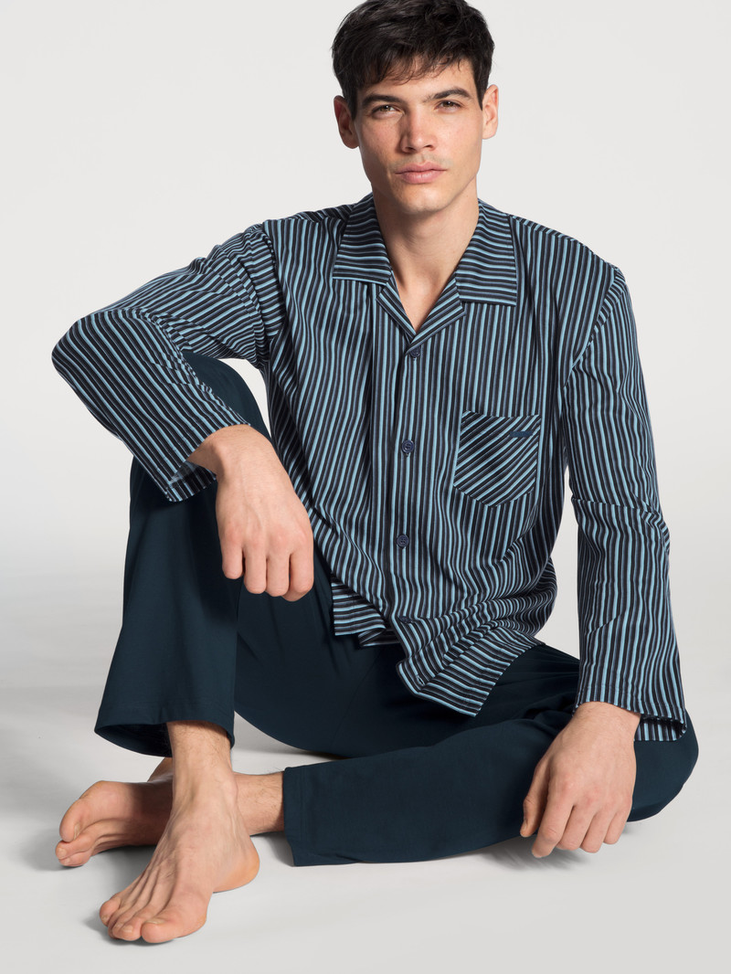 Vêtement De Nuit Calida Relax Imprint Pyjama Buttoned Noir Homme | JRJ-4279435